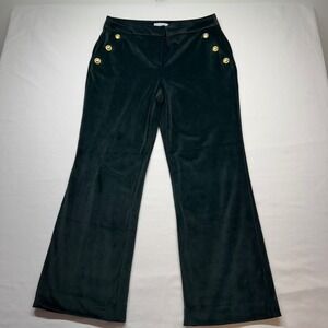 Maison d'Amelie Paris Forest Green Pants Wide Leg Sailor Gold Button 10 Tailored